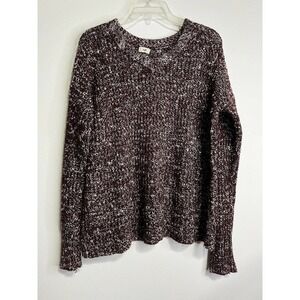 TOBI Acrylic Pullover Chucky Sweater Vneck Loose Stretchy Burgundy XL